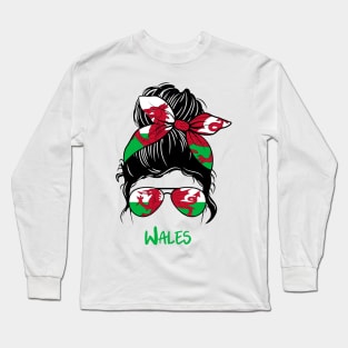 Wales girl, Wales Flag, Wales gift heritage, Welsh girlfriend, Long Sleeve T-Shirt